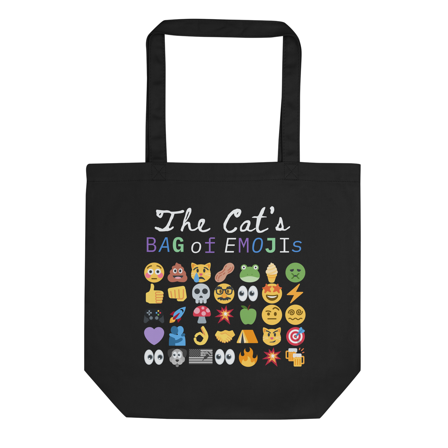 Back view of Roaring Kitty Emoji Timeline Tote in black – high-res $GME meme bag on organic cotton