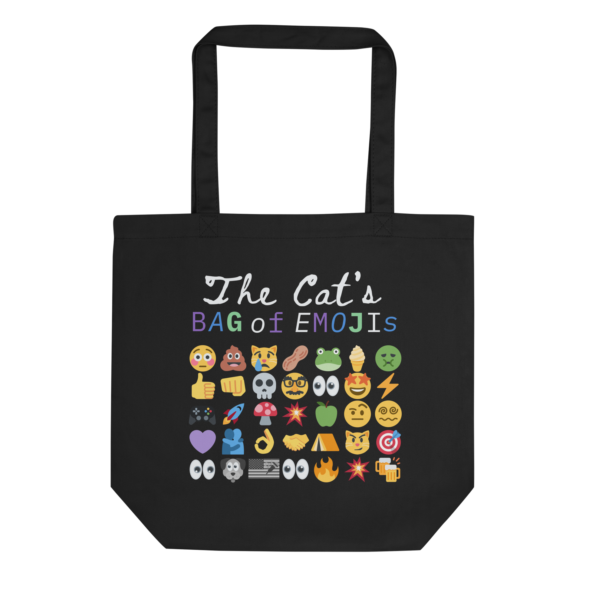 Back view of Roaring Kitty Emoji Timeline Tote in black – high-res $GME meme bag on organic cotton