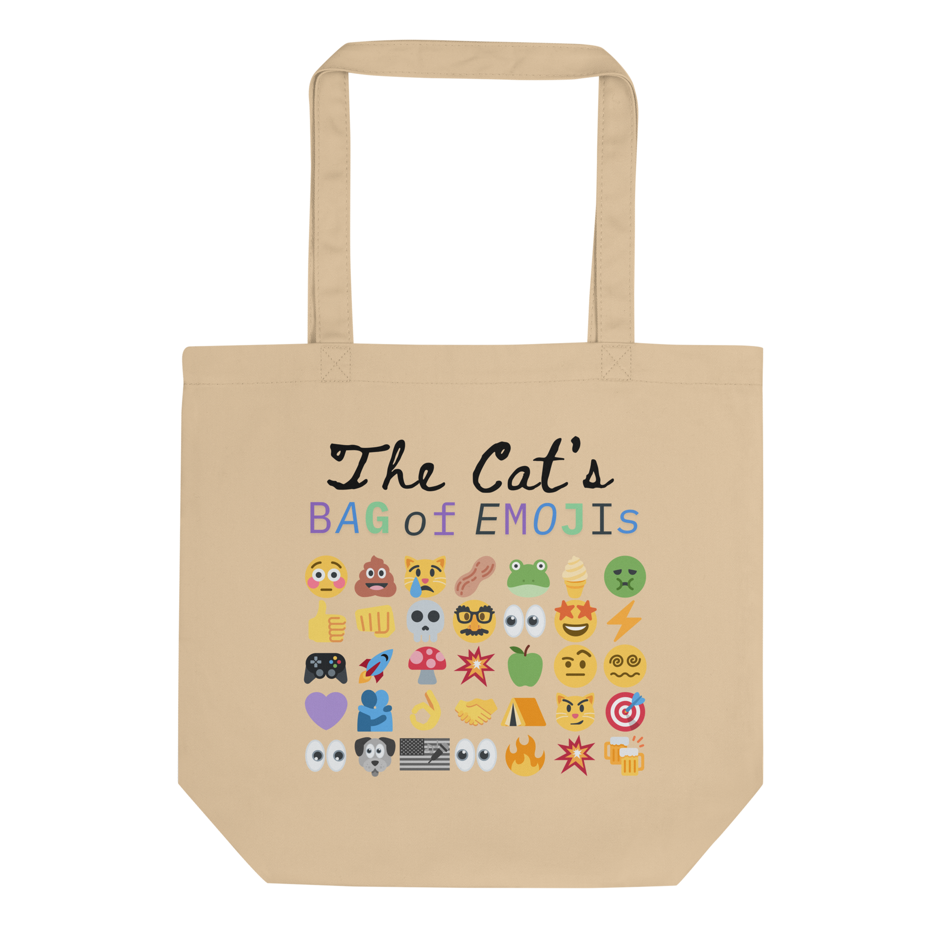 Back view of Roaring Kitty Emoji Timeline Tote in tan – dual-sided $GME meme bag on organic cotton